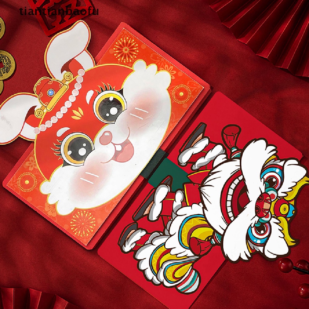 [tiantianbaofu] Amplop Merah Lipat 2023lipat Lucu Imlek Kelinci Merah Packet Zodiac New Boutique