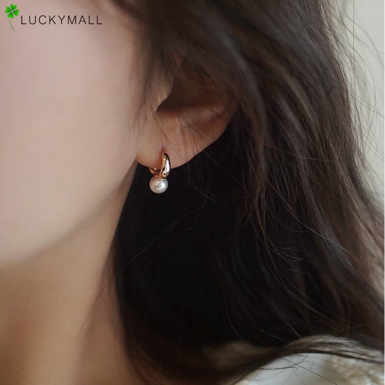 Fashion Mutiara Anting Emas Untuk Wanita Hypoallergenic Elegan Hoop Earring Perhiasan Aksesoris