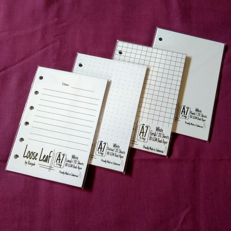 Jual KERTAS BINDER A7 6 LUBANG - WARNA WHITE CLASSIC - LOOSE LEAF A7 6 ...