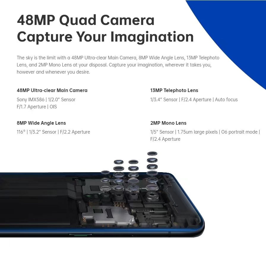 HP OPPO Reno2 Z RAM 8/256GB 16MP depan 48MP Kamera Belakang Layar 6.53 inci Baru Garansi 1 Tahun