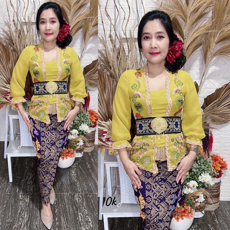 kebaya jadi bordir motif daun waru