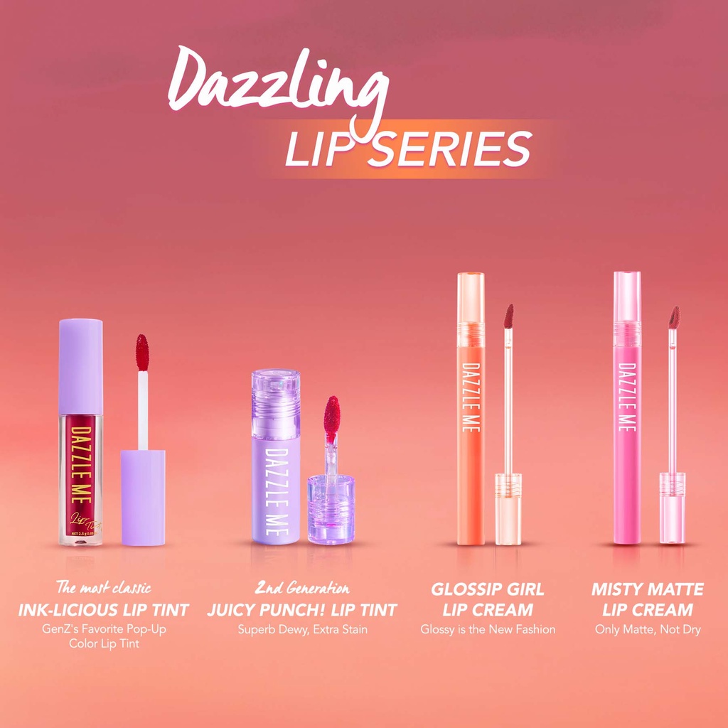 DAZZLE ME Misty Matte Lip Cream | Silky Kiss Lip Matte Non Sticky 12 Jam Tahan Air - Lipcream