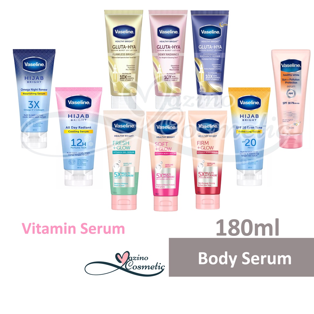 Vaseline Healthy Bright Vitamin Body Serum | Vaseline Body Serum | Soft Glow | Firm Glow | Fresh Glow | Sun + Pollution | Cooling | Nourishing | Overnight | Flawless Bright​ | Dewy Radiance