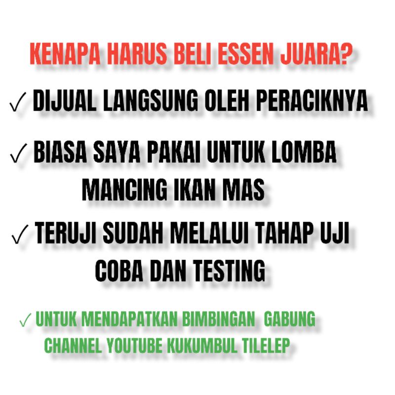 Essen Juara Varian Kaweni Kemanggi untuk lomba mancing ikan mas hanyiran, Essen juara, Essen gacor