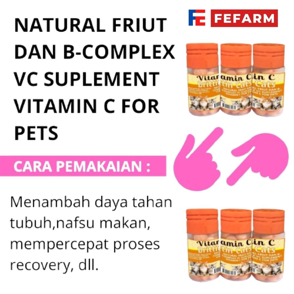 Vitamin C - Kucing Anjing Tambah Nafsu Makan Daya Tahan Mempercepat Penyembuhan FEFARM