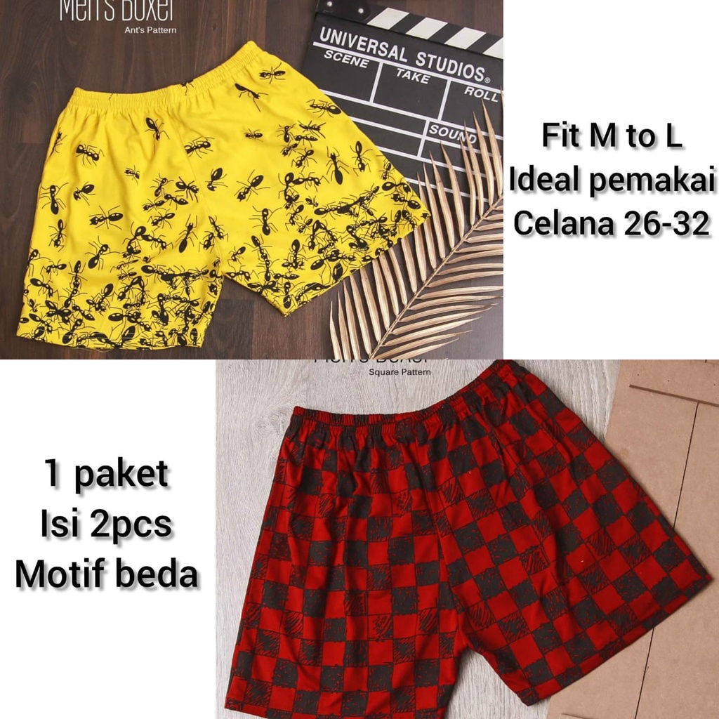 CELANA BOXER PRIA PAKET ISI 2PCS