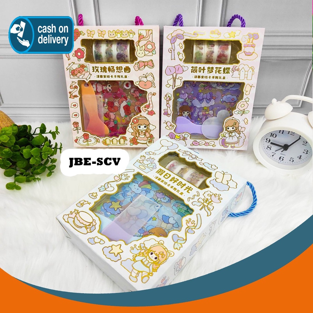 

SET Sticker Kode JBE-SCV (Goodie Bag 21027) (SZ-85) WASHI TAPE STIKER Set Daily Manual Cute Pattern Decorative CRAFT