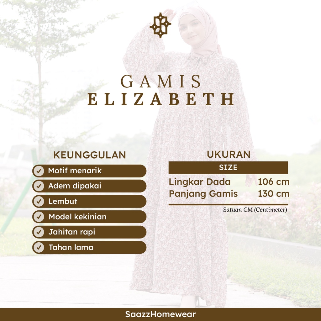 SAAZZ Gamis Elizabet Long Dress Baju Muslim Wanita Dewasa Kekinian-5