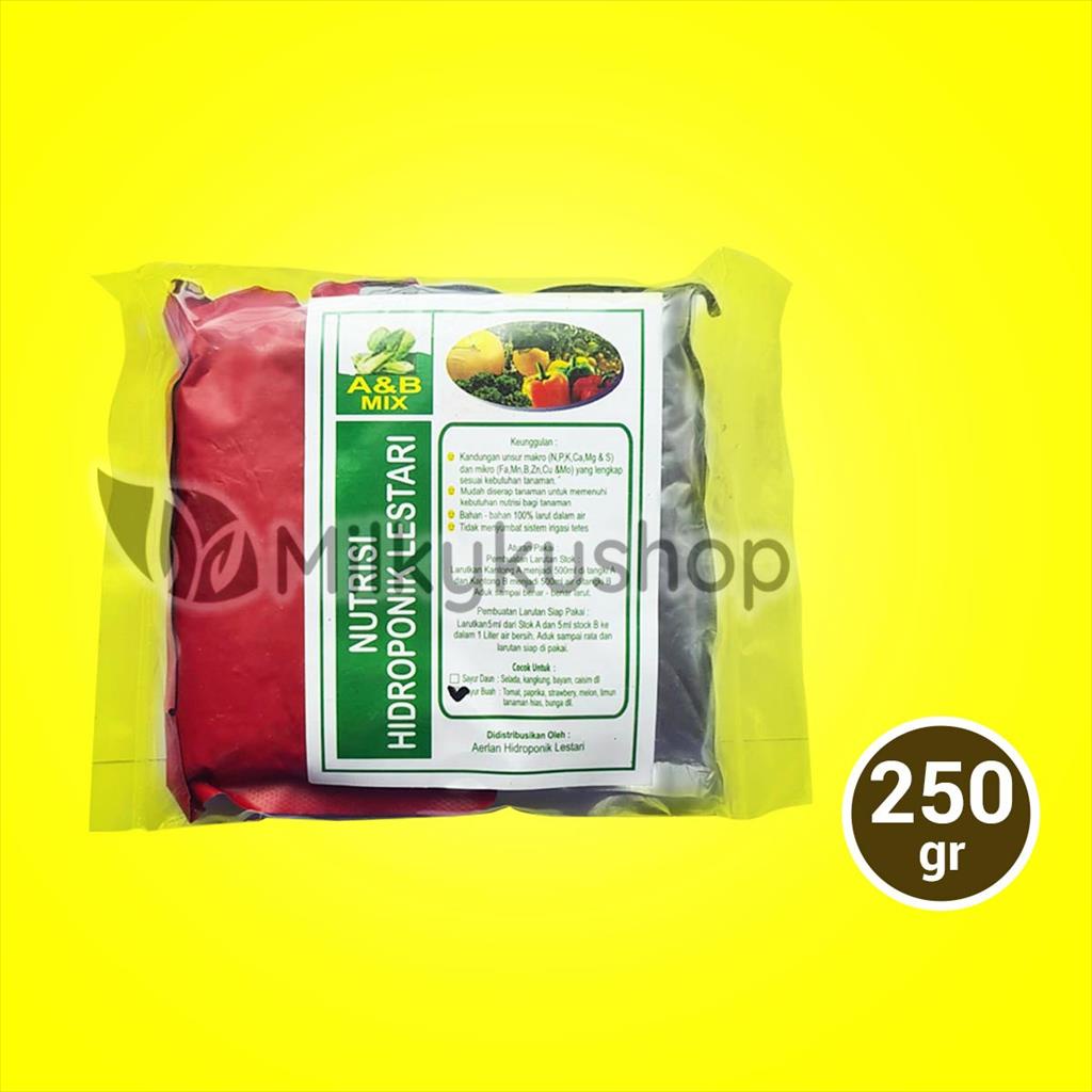 PUPUK NUTRISI HIDROPONIK LESTARI AB MIX  SAYUR BUAH 250 GRAM KP