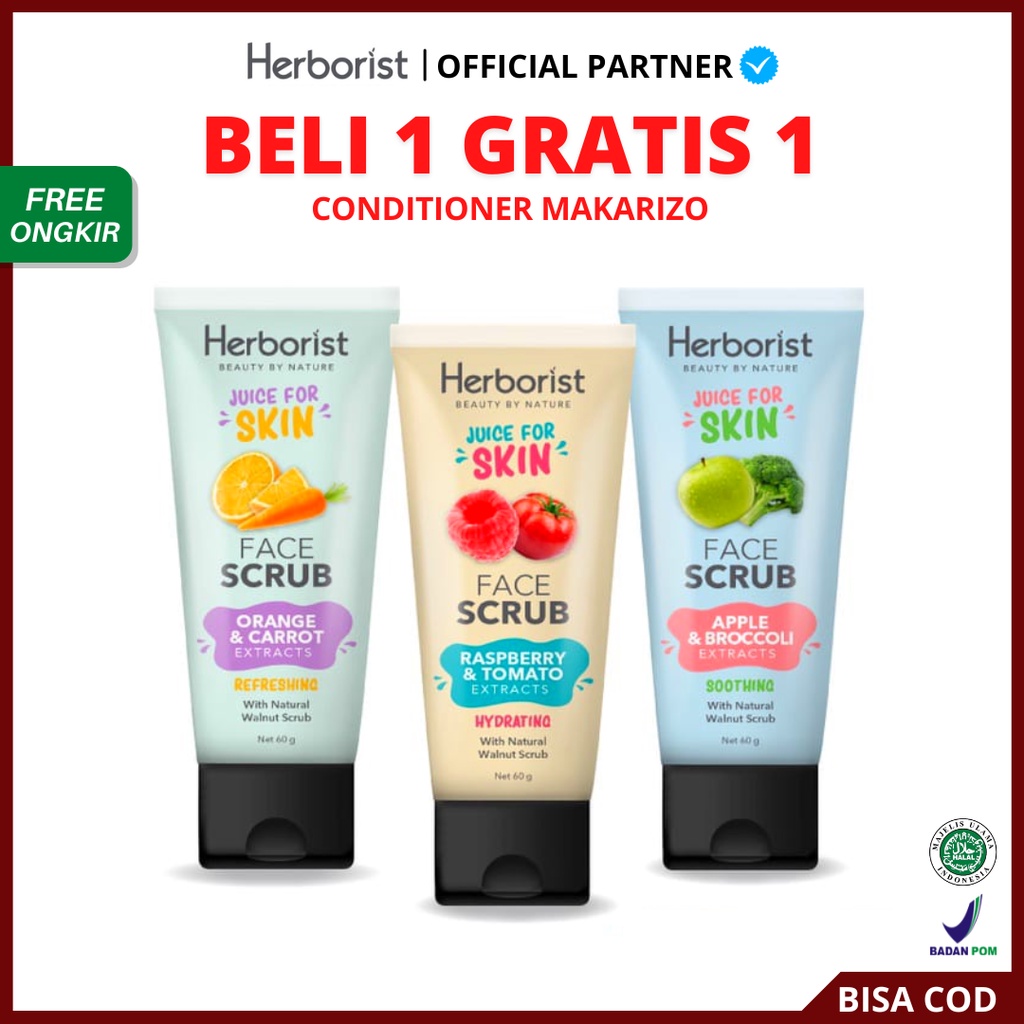 [ FREE GIFT ] Herborist Juice For Skin Face Scrub - Herboris Orange Carrot Apple Brocolli Rasberry Tomato