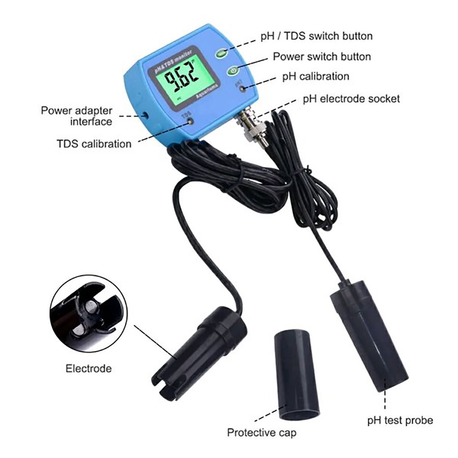 PH TDS Monitor Online Digital Water Tester Aquariums PH-9851 Akurasi Tinggi