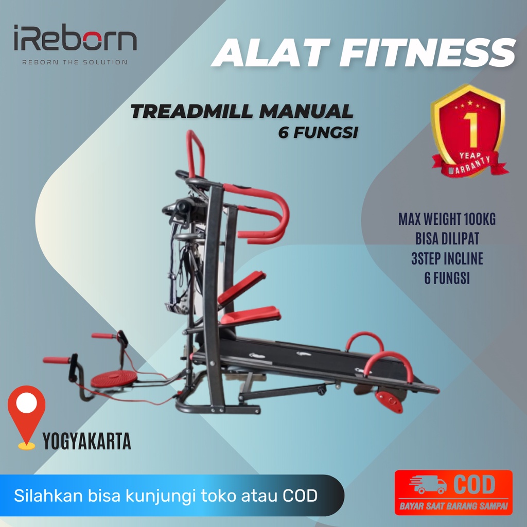 Treadmill manual alat fitness olahraga lari rumahan
