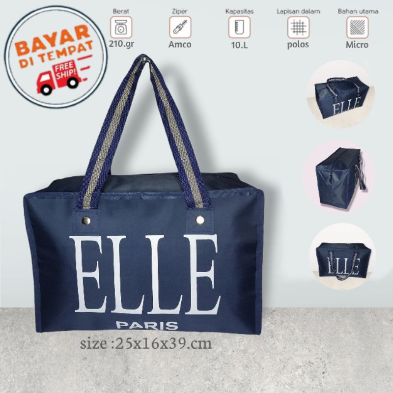 Shopping Bag Tas Belanja Lipat Serbaguna Elle Paris Tas Travel Mudik wadah Baju Tas Loundry Cucian Tas Serut Tote Bag Tas Belanja Kain Lipat Anyaman Karung Ukuran Kecil Sedang super Jumbo