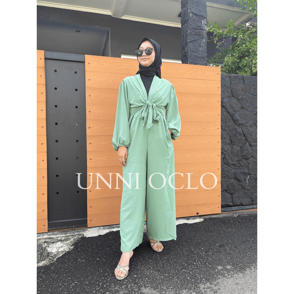 Moza Jumpsuit Wanita M L XL Premium Crinkle Airflow Fashion Muslim Wanita Kekinian Jumpsuit Crinkle Terbaru One Set Crinkle Jumpsuit Modern Terlaris