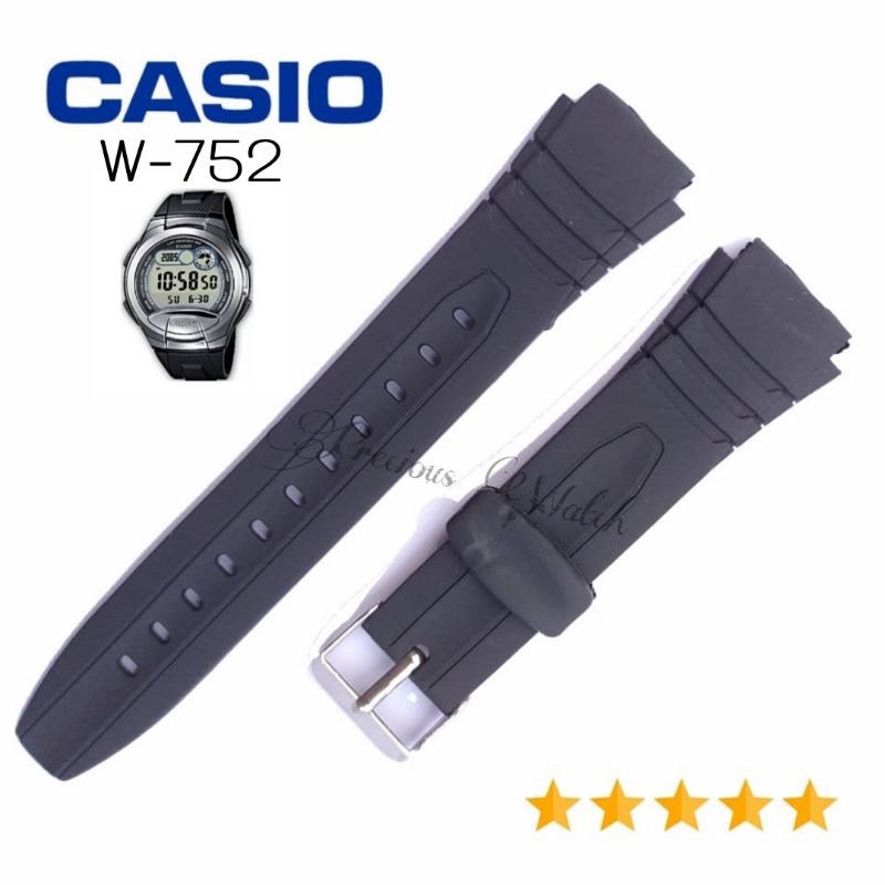 Tali Jam Tangan Casio W-752 Hitam Rubber Kuat Lentur