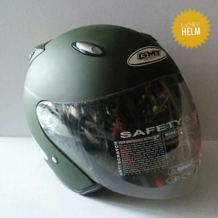 Helm Helm Centro Double Visor Termurah Gmt Green Army Doff