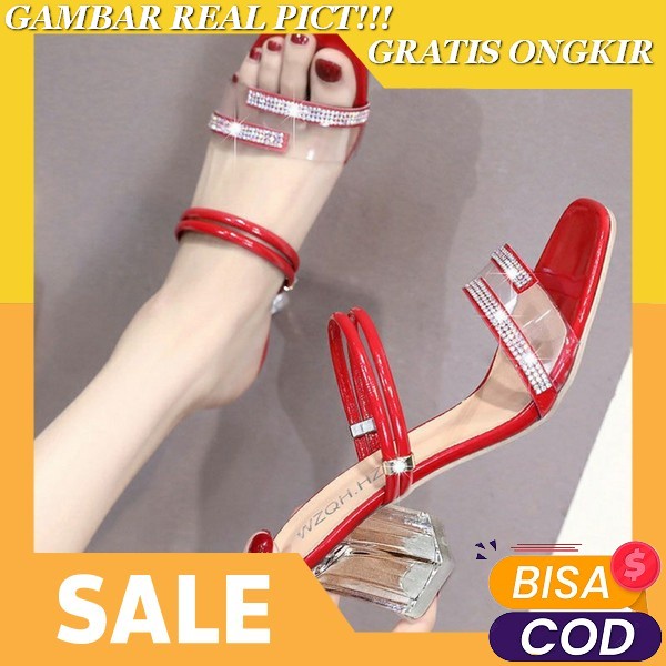 Zr-525 Zr 525 Ribbon Heels New / Shoes Sepatu Sandal Pesta Hak Tinggi Diamond Berlian Pita Fuschia H