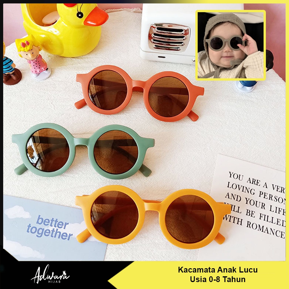 Kacamata Anak Lucu Usia 0-8 Tahun / Kacamata Fashion Balita Bulat Hitam UV Protection