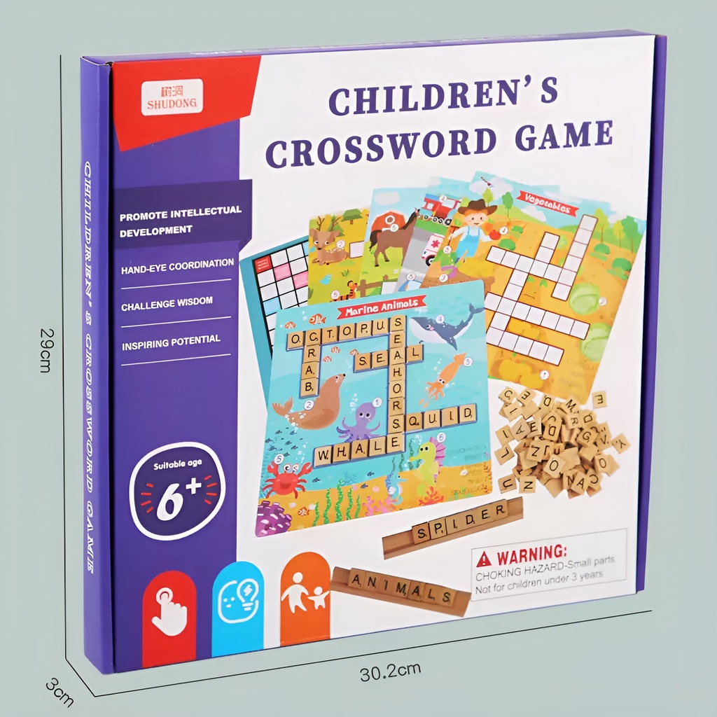 6pcs Puzzle Kayu Mainan Edukasi Anak Laki Laki Perempuan | Crossword Game | Kado Ulang Tahun Anak Cowok Cewek Terbaru 2023