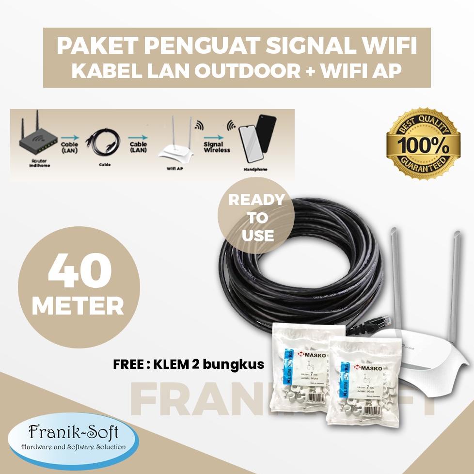 PRODUK- PAKET PENGUAT SINYAL KABEL LAN 40 METER OUTDOOR + WIFI AP UNTUK MEMPER PANJANG SIGNAL INDIHO