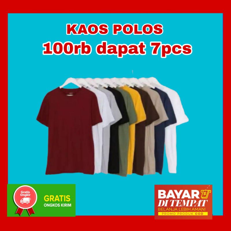KAOS POLOS 100rb DAPAT 7PCS