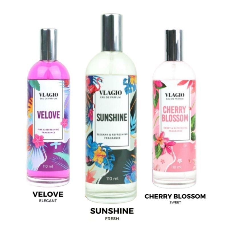 VLAGIO Eau De Parfume 110 mL Parfum Dengan Tema Summer Vibes | Cheery Blossom / Sunshine / Velove | 100% Original BPOM