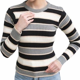 Baju Wanita - Baju Wanita Rajut - Baju Rajut Strip - Baju Rajut Wanita MOdel Strip - Adeline Stripe Blous Korea