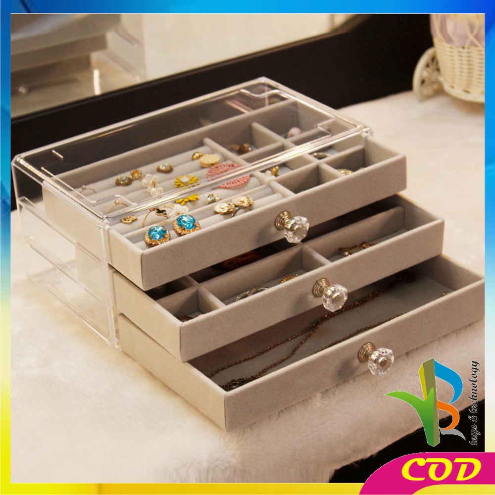 RB-K21 Rak Perhiasan 3 Laci Jewelry Box Organizer Rak Penyimpanan Kalung / Cincin / Gelang