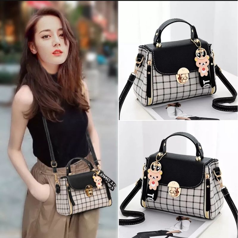 Tas Selempang Wanita Mini Fashion Korea Hitam Tan Hijau Tali Panjang