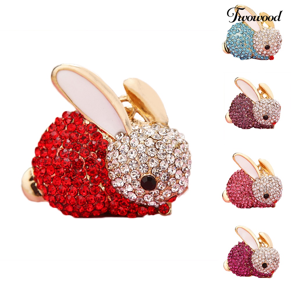 Twowood Lovely Rabbit Full Rhinestone Keychains Gantungan Kunci Gantungan Kunci Dompet Tas Liontin