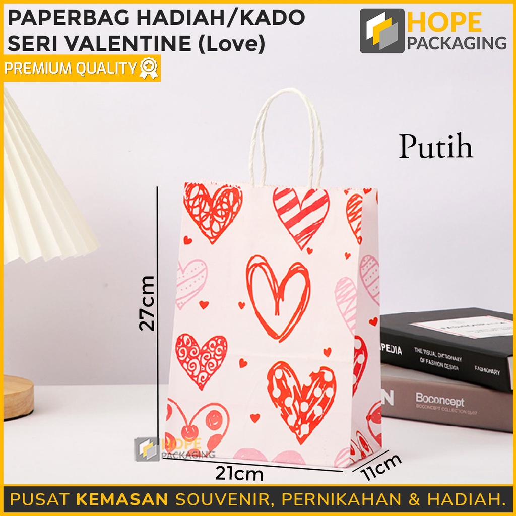 [ ISI 3 PCS ] PaperBag Hadiah Kado Seri Valentine Love M= 27x21x11 cm / Paper Bag Tas kertas