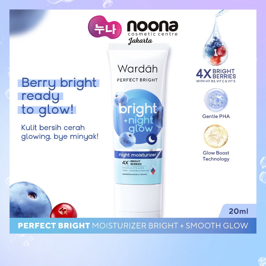 WARDAH PERFECT BRIGHT + NIGHT GLOW NIGHT MOISTURIZER 20ML -NJ