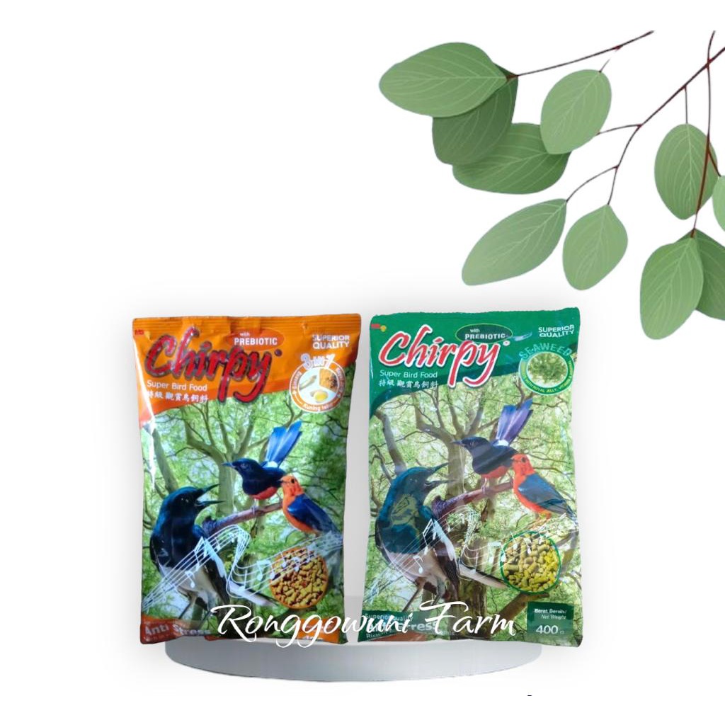 pakan burung- Chirpy 400gr - Chirpy Hijau -Chirpy Kuning - Chirpy Seaweed
