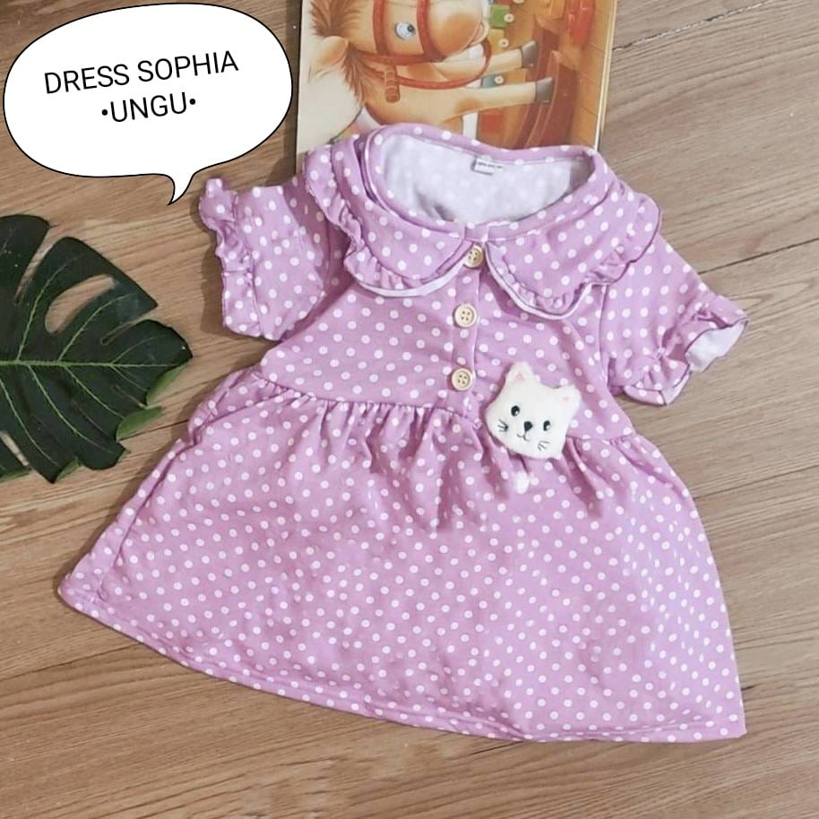 Dress Bayi Perempuan Baju Anak Terusan Cewek Allsize Estimasi Usia 3-12 Bulan Motif Dress Sophia