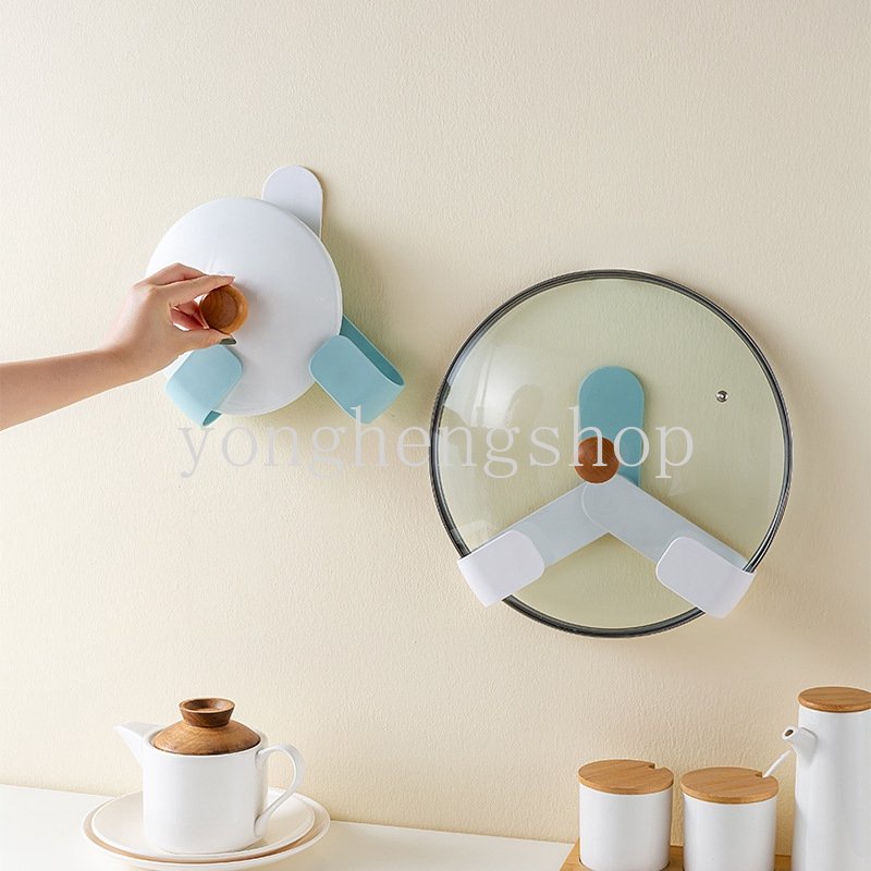 Punch Free Adjustable Tutup Panci Holder Rak Sekat Talenan Tempel Dinding Dapur Penutup Panci Organizer Hook Rak Penyimpanan