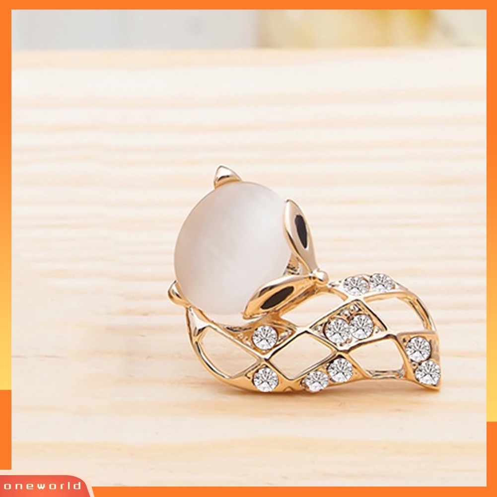 [WONE] Wanita Fashion Berongga Rubah Imitasi Opal Berlian Imitasi Telinga Studs Pesta Club Earrings