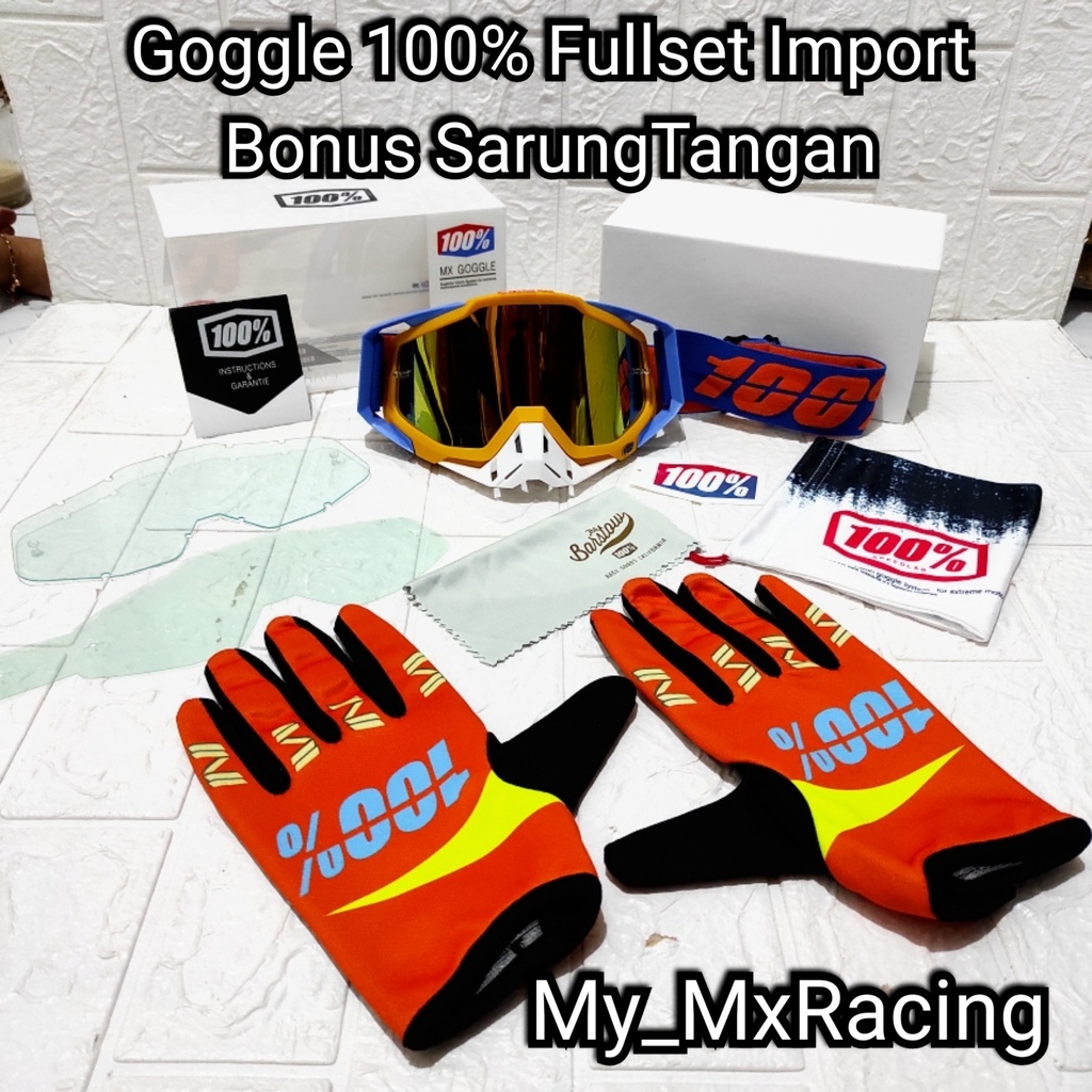 kacamata goggle trail sunmori fullset import dengan kualitas premium BONUS sarung tangan kacamata goggle trail cross terlaris fullset 009 BISA COD