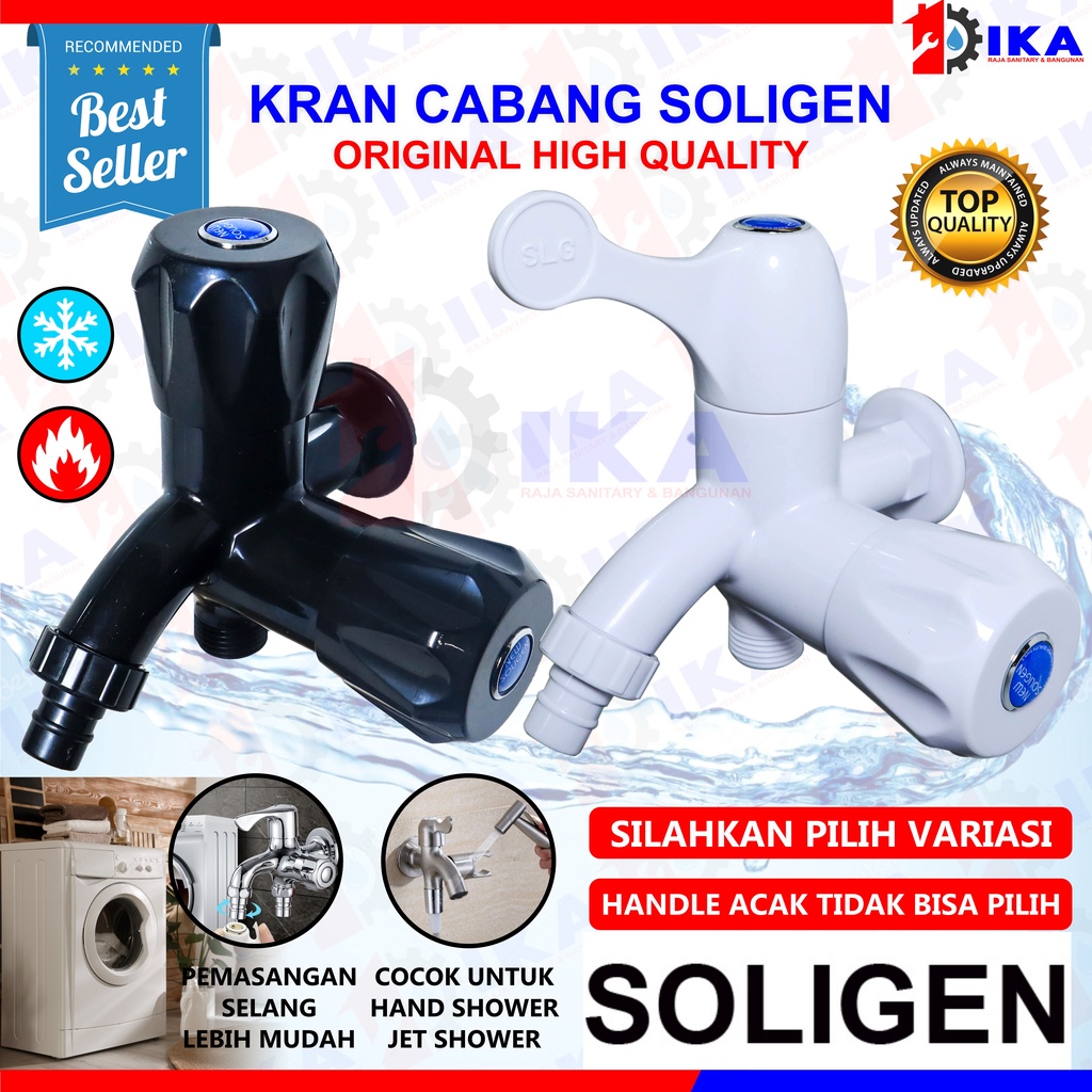 Kran Cabang Shower - Kran Double Engkol Kran PVC SOLIGEN ASLI / Kran Tembok Cabang Kran Cabang Keran Kran Shower Mixer Double