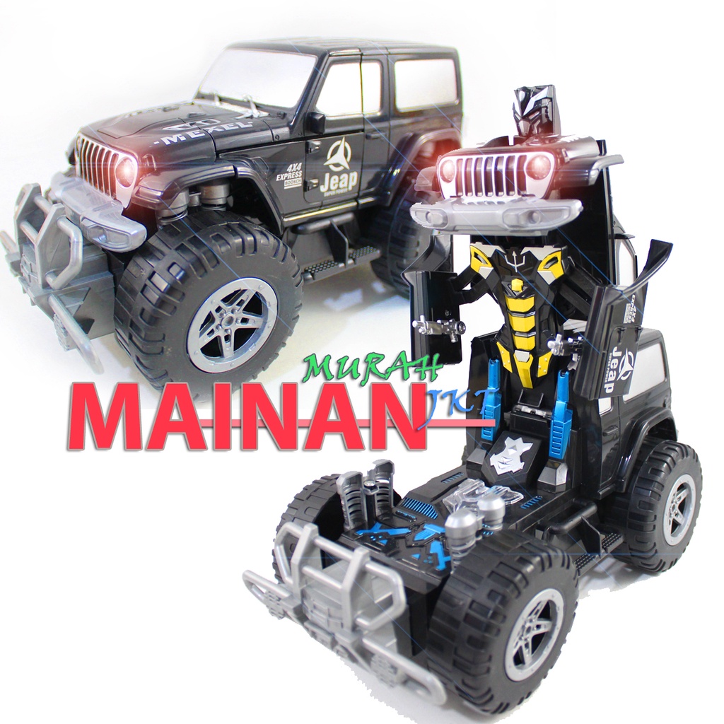 MAINANKEI MAINAN ANAK MURAH MOBIL JEEP OFF-ROAD BERUBAH JADI ROBOT PR17650  MOBIL JEAP MOBIL POLICE