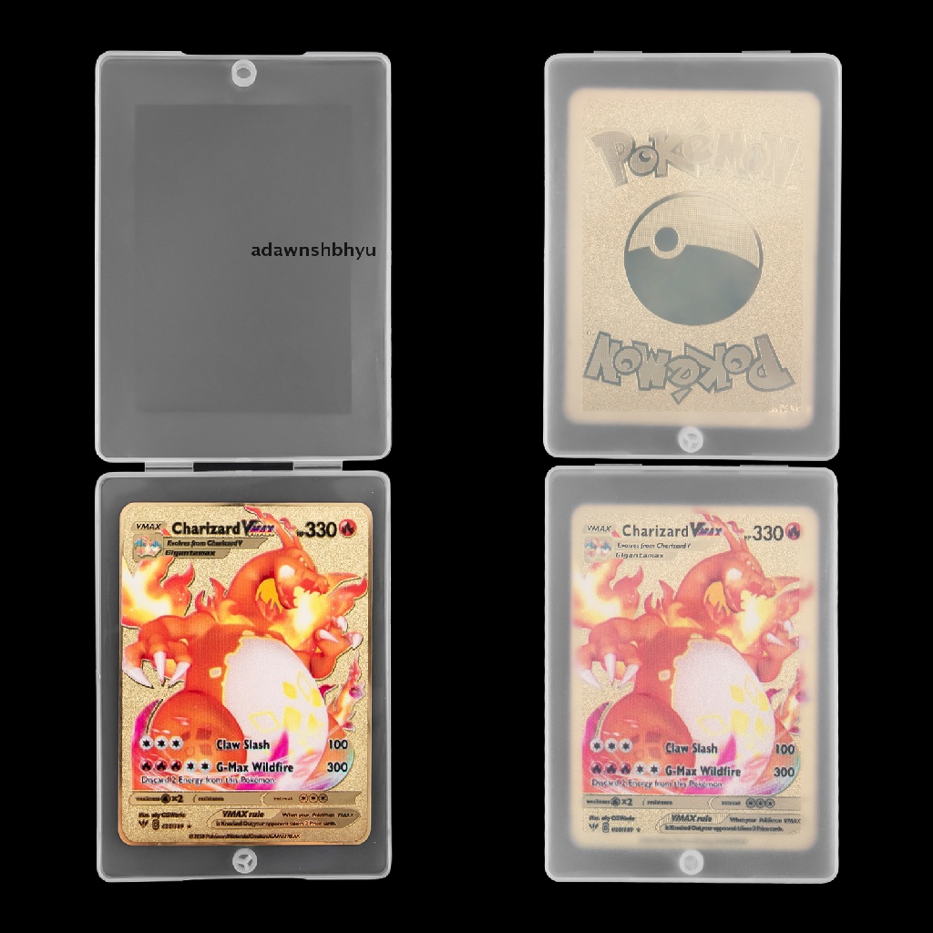 Adawnshbhyu Kartu Charizard Vmax Metal Lapis Emas, Charizard Vmax DX GX Metal Gold Card ID