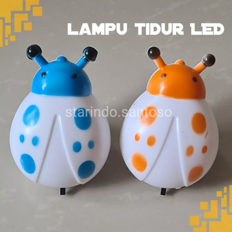 LAMPU TIDUR LED kumbang lucu binatang colok listrik tempel tembok lady bug