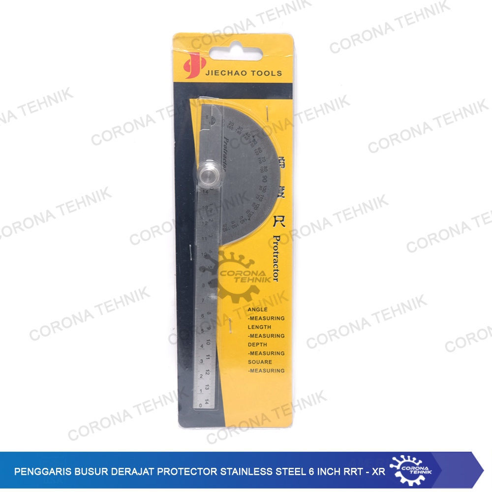 Busur Derajat Protector Stainless Steel 6 Inch RRT - XR Penggaris Busur