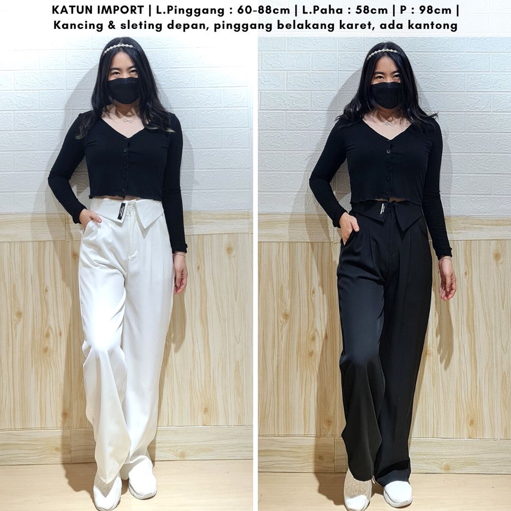 4675 coppie wide legs pants celana korea