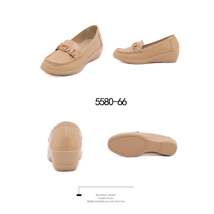 GC Leather Double-G Logo Wedges Shoes 5580-66