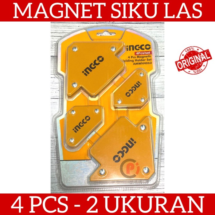 Original INGCO Siku Magnet Las Welding Holder Set 4 Pcs - 2 Ukuran