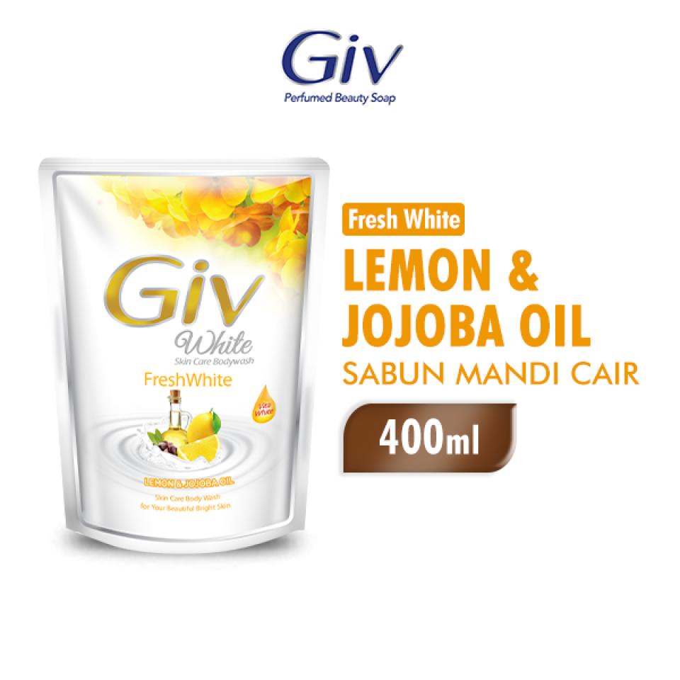 GIV WHITE SABUN MANDI CAIR LEMON POUCH 400 ML