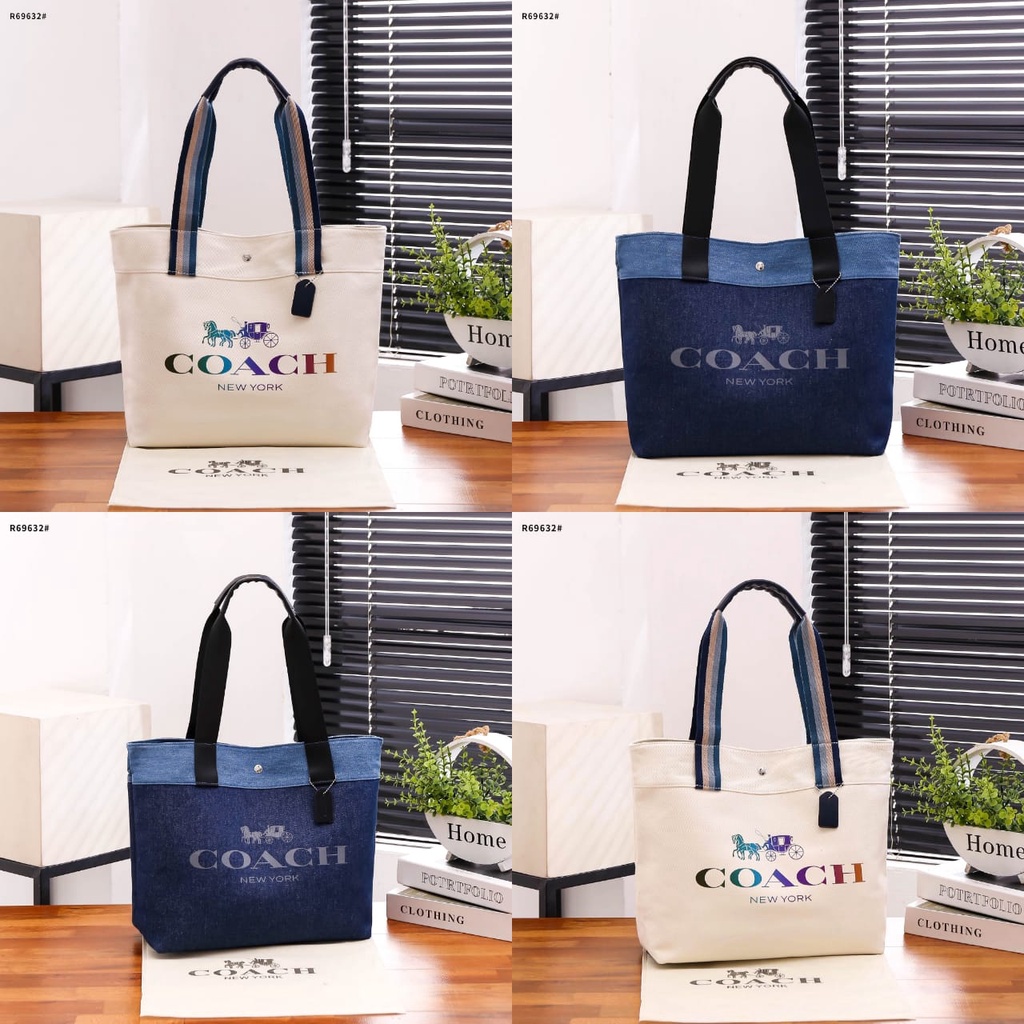 Coa Denim Canvas Tote Bag's Silver Hardware R69632