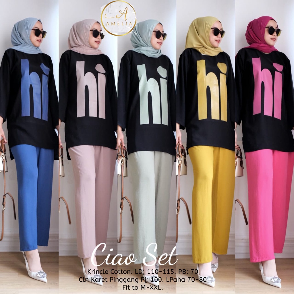 CIAO SET ORIGINAL BY AMELIA SETELAN BAJU WANITA BLOUSE DAN KULOT ONESET JUMBO ONE SET CASUAL KONDANG