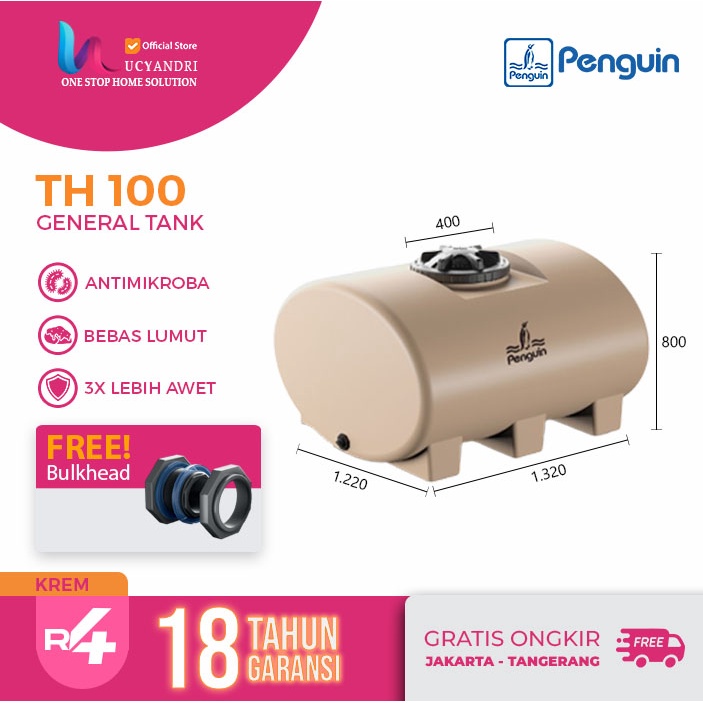 Penguin Tangki Air Horizontal TH 100, Tandon Panjang, Toren Panjang