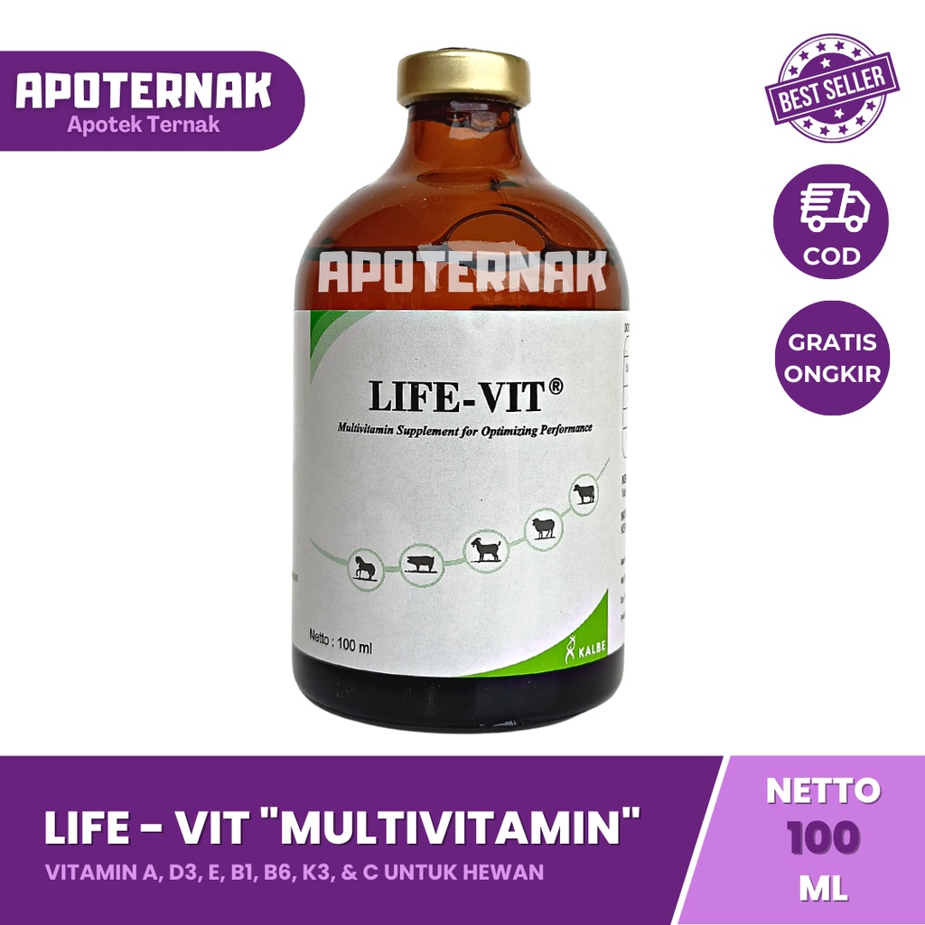 LIFE VIT 100 mL injeksi ADE AD3E | Multivitamin Peningkat Daya Tahan Tubuh dan Percepat Penyembuhan | Vitamin A D3 E B1 B6 k3 C | KALBE